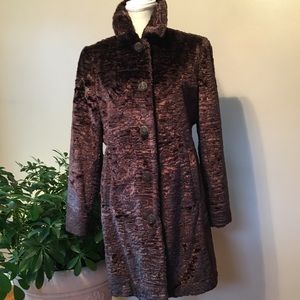 Weatherproof Dark Brown Faux Fur Car Coat size Medium